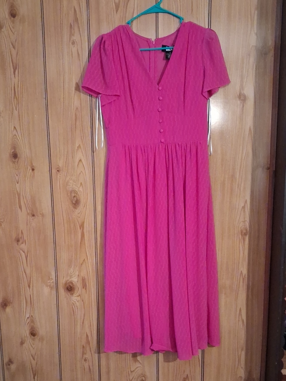 Dkny Fuchsia V‑Neck Maxi Dress with Button Front